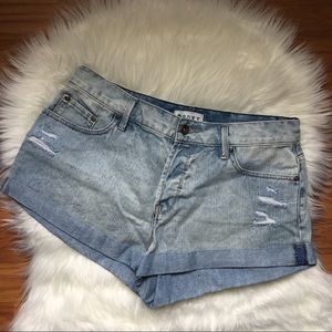 Roxy Light Wash Cuffed Distressed Denim Shorts